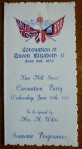 Programme for Nunmill street Coronation Party, 1953